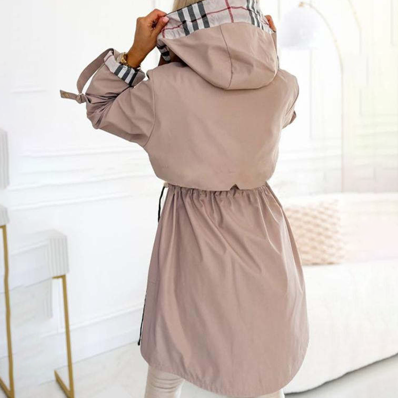 🔥Sweat à capuche long avec cordon de serrage à la taille et fermeture éclair🔥Achetez 2 livraison gratuite