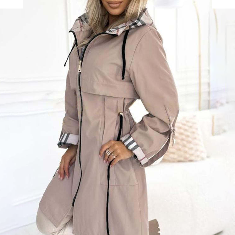 🔥Sweat à capuche long avec cordon de serrage à la taille et fermeture éclair🔥Achetez 2 livraison gratuite