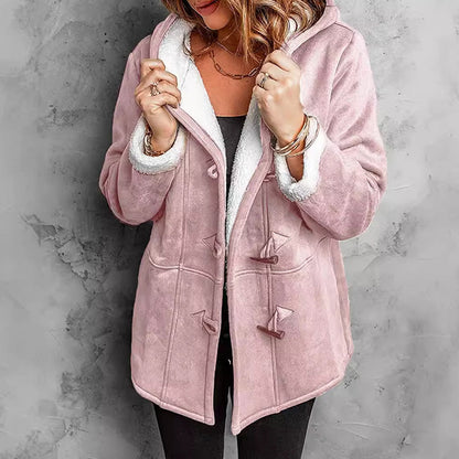Manteau Femme en Daim à Capuche avec Doublure Polaire