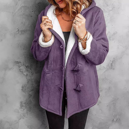 Manteau Femme en Daim à Capuche avec Doublure Polaire