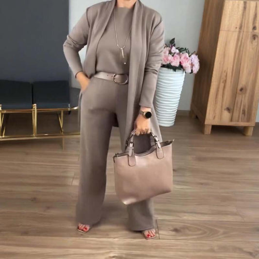 Ensemble 3 pièces élégant comprenant un cardigan long, un haut et un pantalon🔥