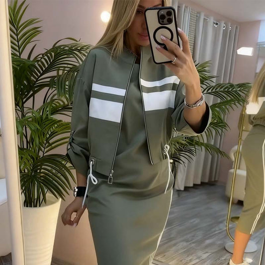 ⏳Offre spéciale à durée limitée⏰✨ Ensemble Femme Élégant – Veste & Robe à Col Montant 👗🧥