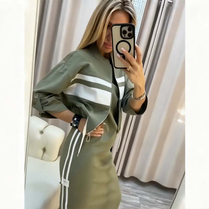 ⏳Offre spéciale à durée limitée⏰✨ Ensemble Femme Élégant – Veste & Robe à Col Montant 👗🧥