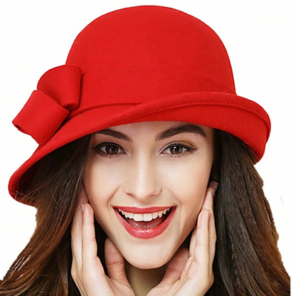 Chapeau cloche vintage pour femme avec nœud sur le côté