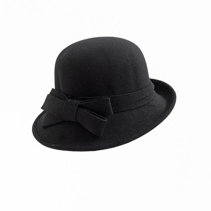 Chapeau cloche vintage pour femme avec nœud sur le côté