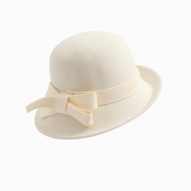 Chapeau cloche vintage pour femme avec nœud sur le côté