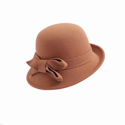 Chapeau cloche vintage pour femme avec nœud sur le côté