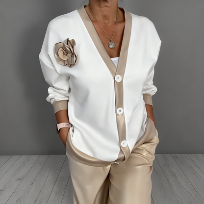 🔥Offre à durée limitée - Ensemble 2 pièces pour femme composé d'un haut décolleté en V décontracté et d'un pantalon taille haute