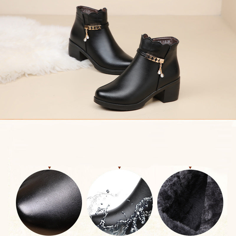🔥Bottines hiver femme💖Ultra chaudes avec doublure en peluche, semelle antidérapante, noires intemporelles