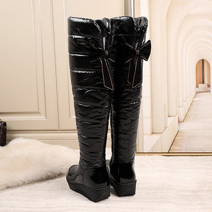 Bottes hautes imperméables chaudes pour femmes avec nœud décoratif🔥Livraison gratuite🔥