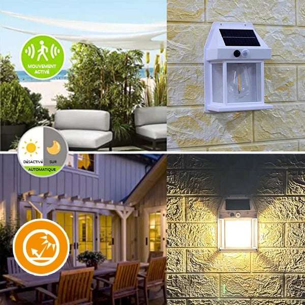 Applique murale solaire à détecteur de mouvement en tungstène