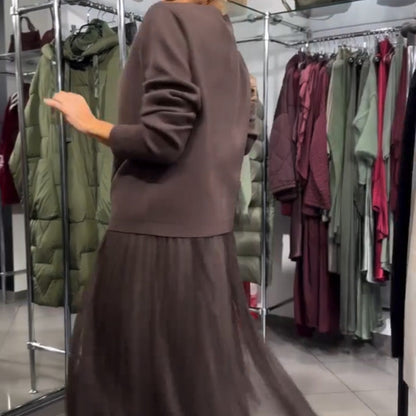 Robe élégante en maille et tulle pour femme🔥Livraison gratuite