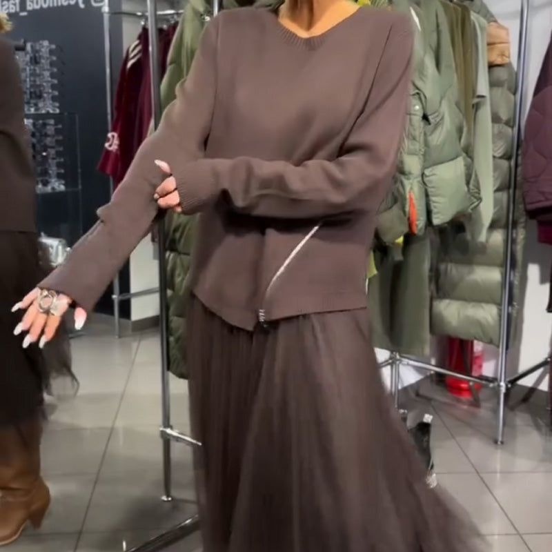 Robe élégante en maille et tulle pour femme🔥Livraison gratuite