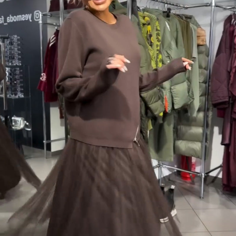 Robe élégante en maille et tulle pour femme🔥Livraison gratuite