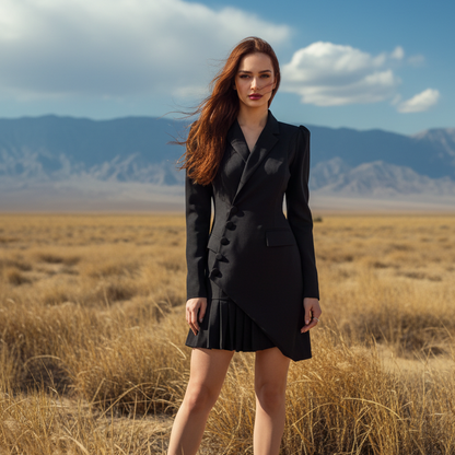 🌟 Robe Blazer à Plis -55% ! 💃 La pièce signature qui allie puissance du tailleur et sensualité de la robe ! ✨