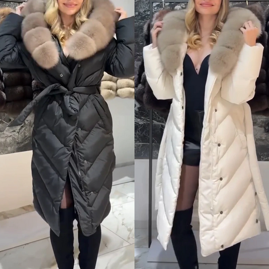 Manteau élégant et décontracté en coton pour femme avec col en fourrure🔥Livraison gratuite🔥