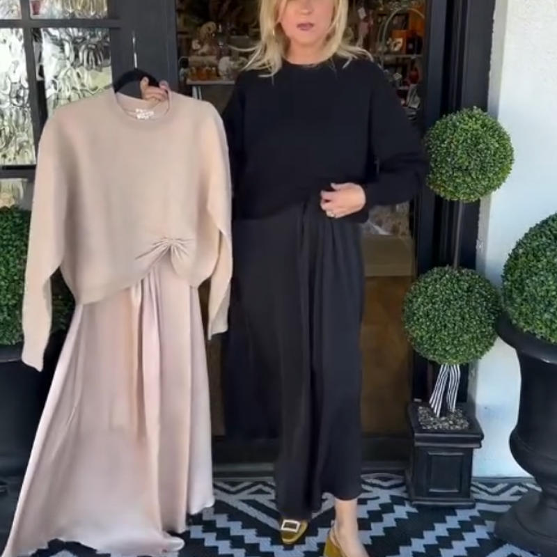 ✨Ensemble élégant 2 pièces pour femme : haut à nœud torsadé et robe longue🌸