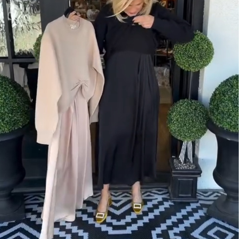 ✨Ensemble élégant 2 pièces pour femme : haut à nœud torsadé et robe longue🌸