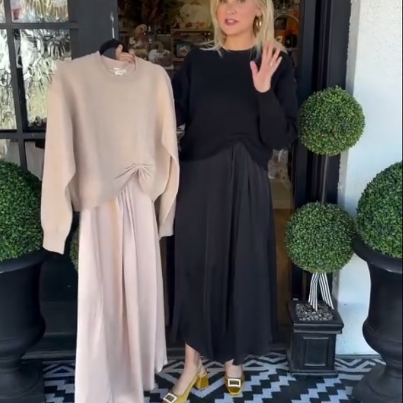✨Ensemble élégant 2 pièces pour femme : haut à nœud torsadé et robe longue🌸