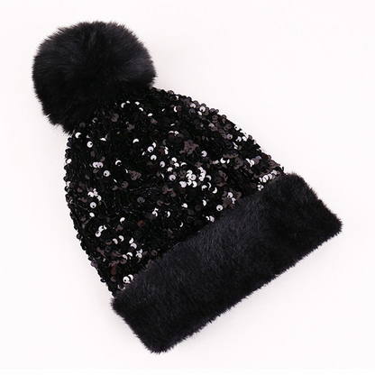 ⏳Spécial à durée limitée⏰Bonnet d'hiver à pompon et paillettes scintillantes👒