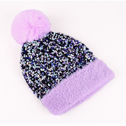 ⏳Spécial à durée limitée⏰Bonnet d'hiver à pompon et paillettes scintillantes👒