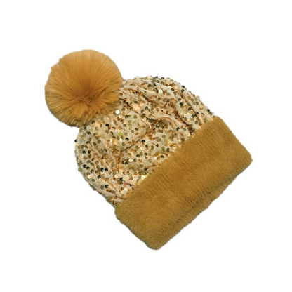 ⏳Spécial à durée limitée⏰Bonnet d'hiver à pompon et paillettes scintillantes👒