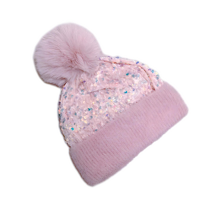 ⏳Spécial à durée limitée⏰Bonnet d'hiver à pompon et paillettes scintillantes👒