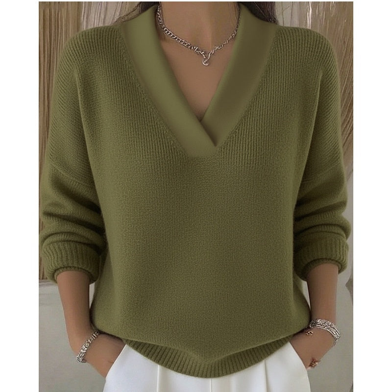 🌸Promotion exceptionnelle : 50 % de réduction💖Pull confortable à col en V pour un look décontracté
