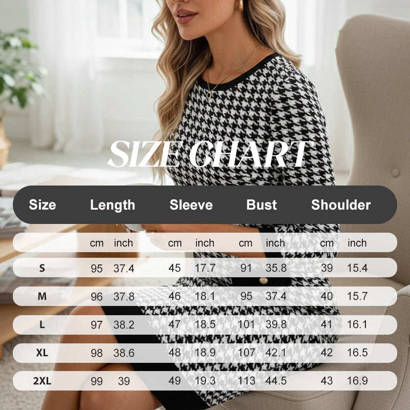 🏆 Soldes exceptionnels - 49 % de réduction ✨ Robe midi moulante à col rond et motif pied-de-poule pour femme