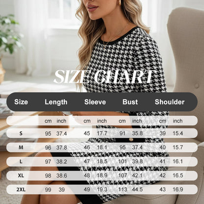 🏆 Soldes exceptionnels - 49 % de réduction ✨ Robe midi moulante à col rond et motif pied-de-poule pour femme