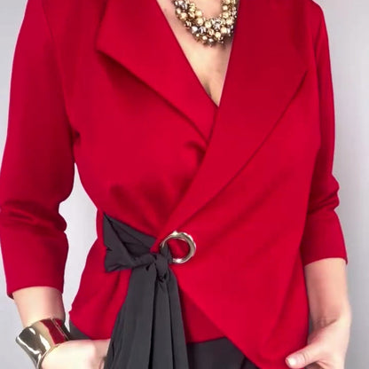 Ensemble 2 pièces élégant composé d'un haut et d'une jupe unie pour femme