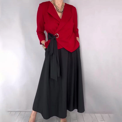 Ensemble 2 pièces élégant composé d'un haut et d'une jupe unie pour femme