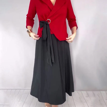 Ensemble 2 pièces élégant composé d'un haut et d'une jupe unie pour femme