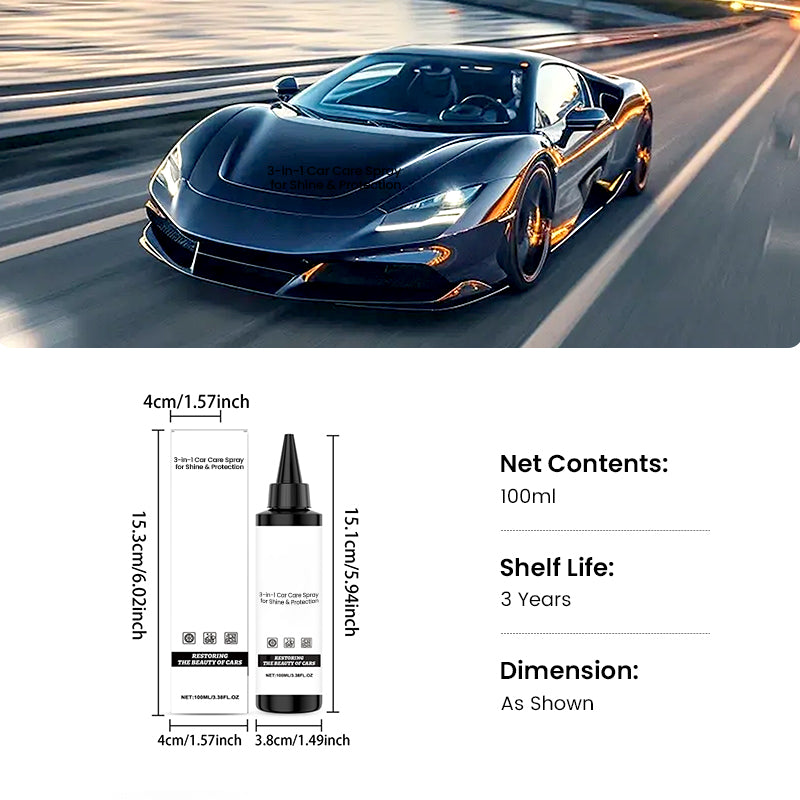 Spray 3 en 1 pour l'entretien automobile, pour faire briller et protéger
