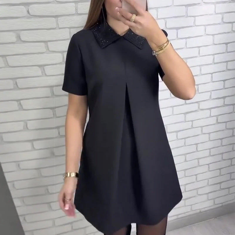 ⏳Livraison gratuite pour une durée limitée !🚛💃Mini-robe élégante à la coupe parfaite et au col raffiné✨
