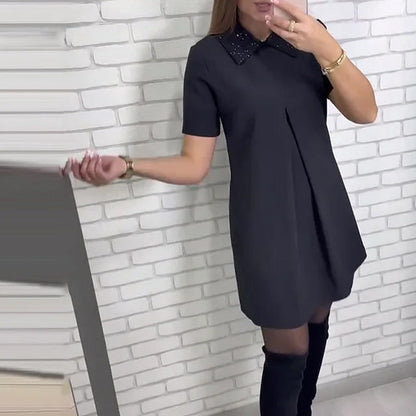 ⏳Livraison gratuite pour une durée limitée !🚛💃Mini-robe élégante à la coupe parfaite et au col raffiné✨