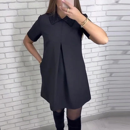 ⏳Livraison gratuite pour une durée limitée !🚛💃Mini-robe élégante à la coupe parfaite et au col raffiné✨