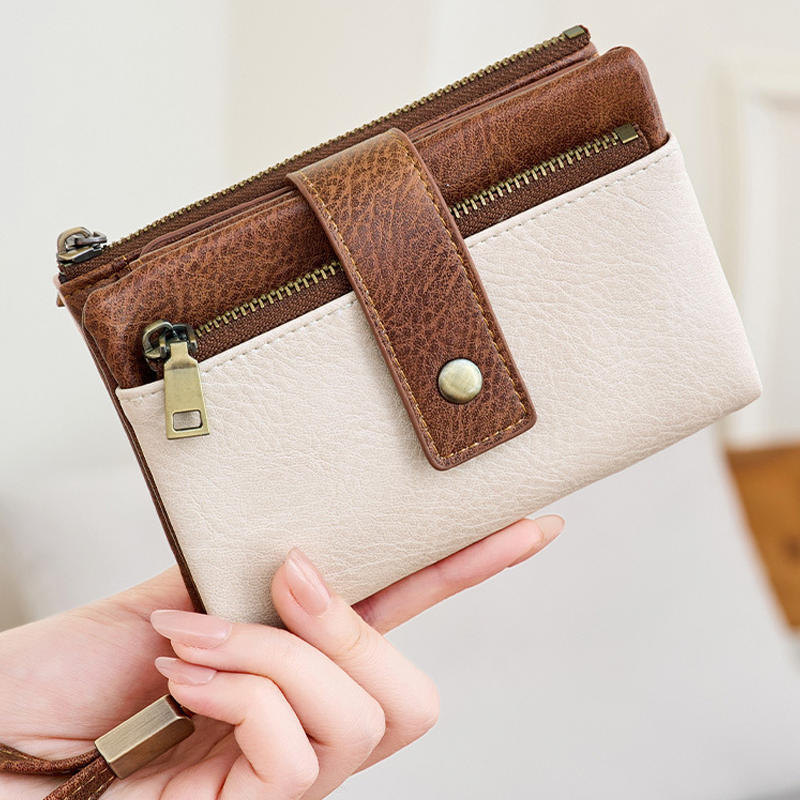 🔥Offre à durée limitée - Portefeuille à trois volets pour femme, style rétro, avec protection RFID