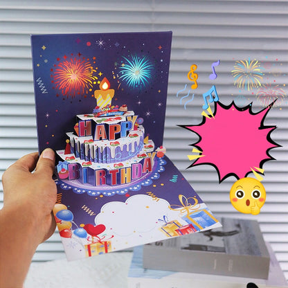 Cartes d’Anniversaire avec Feux d’Artifice, Gâteau Pop-Up et Musique à Souffler