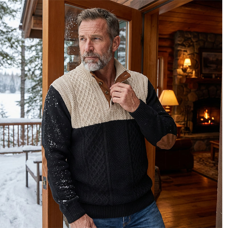 Pull à col boutonné color block pour homme