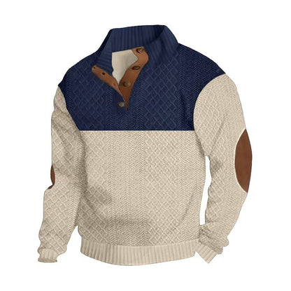 Pull à col boutonné color block pour homme