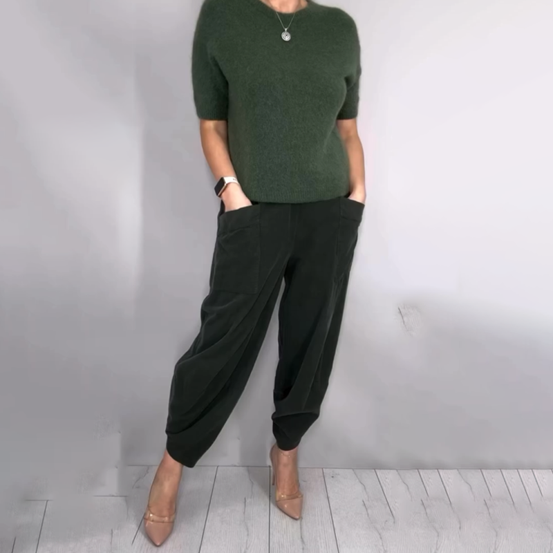 Ensemble décontracté pour femme composé d'un haut en tricot et d'un pantalon bouffant