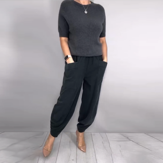 Ensemble décontracté pour femme composé d'un haut en tricot et d'un pantalon bouffant