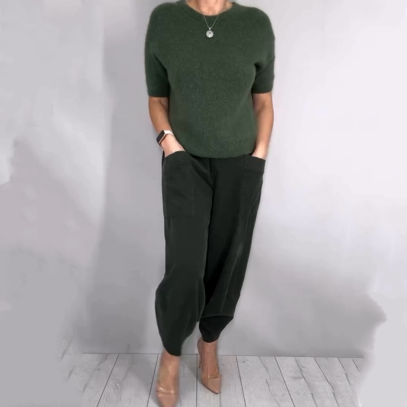 Ensemble décontracté pour femme composé d'un haut en tricot et d'un pantalon bouffant