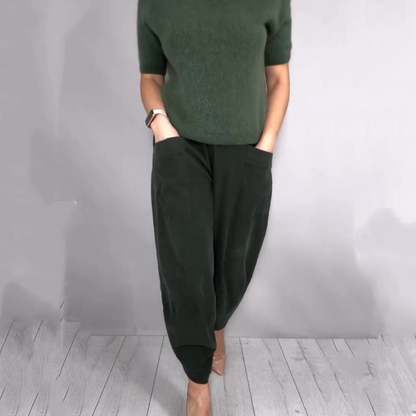 Ensemble décontracté pour femme composé d'un haut en tricot et d'un pantalon bouffant