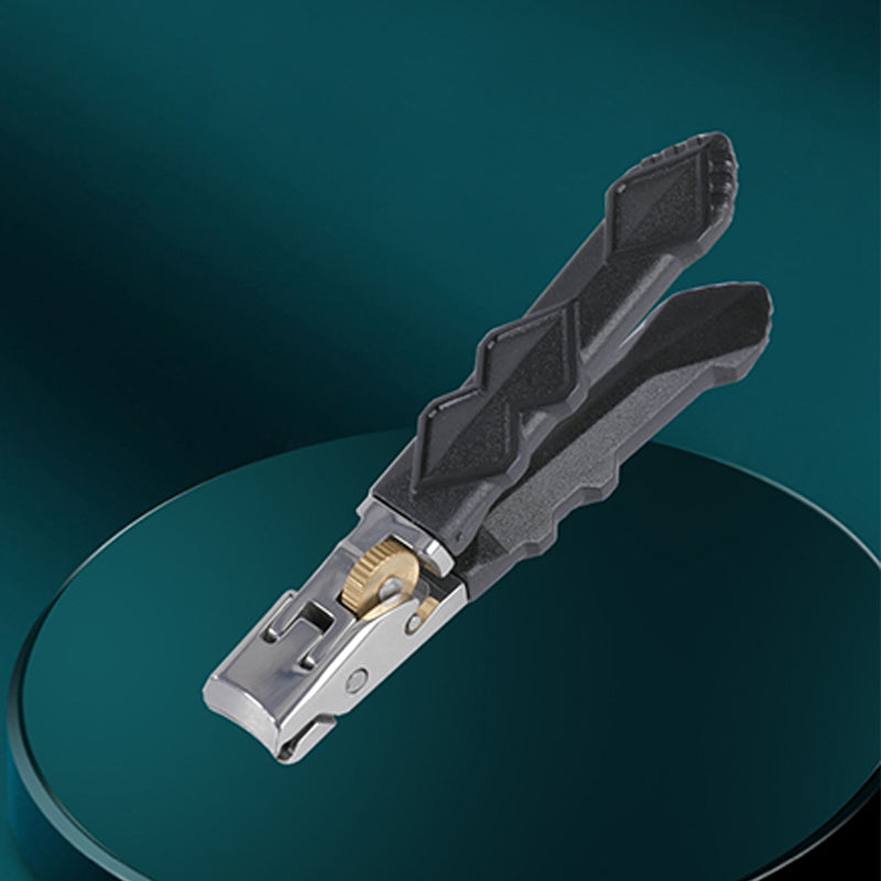 Coupe-ongles professionnel en acier inoxydable pour ongles épais, large ouverture, verrouillage de sécurité, sans éclaboussures, pour les doigts fins et élégants.