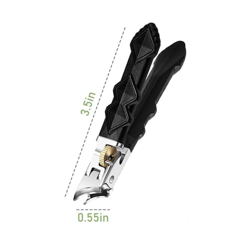 Coupe-ongles professionnel en acier inoxydable pour ongles épais, large ouverture, verrouillage de sécurité, sans éclaboussures, pour les doigts fins et élégants.