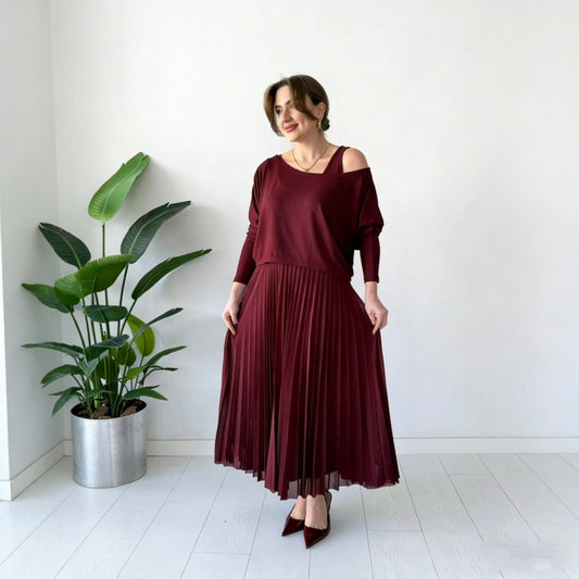 Ensemble haut à épaules dénudées et robe sans manches pour femme