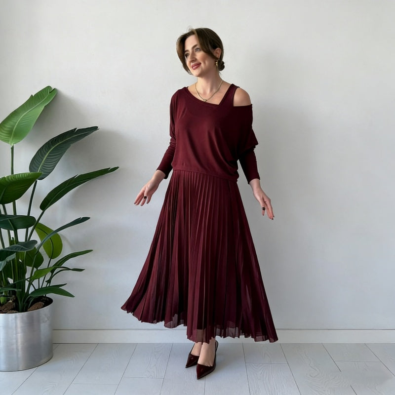 Ensemble haut à épaules dénudées et robe sans manches pour femme