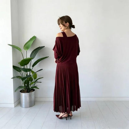 Ensemble haut à épaules dénudées et robe sans manches pour femme